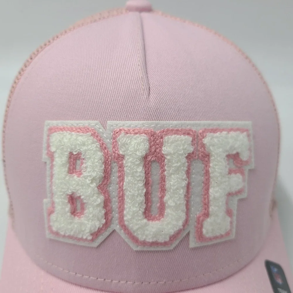 Women Buffalo Bills Hat Snapback Trucker Mesh New Era 9Forty Pink White M-Crown